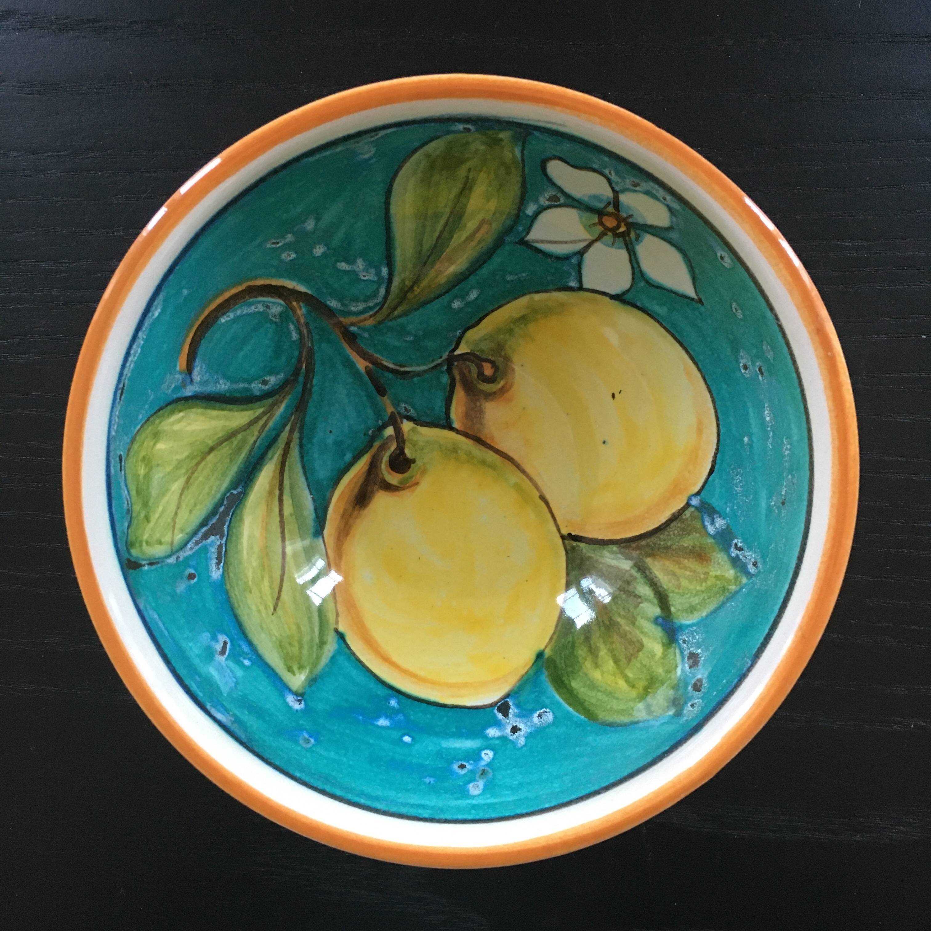 Italian bowl painted lemon decor
