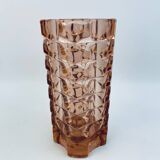 Large pink glass vase in Art Deco style