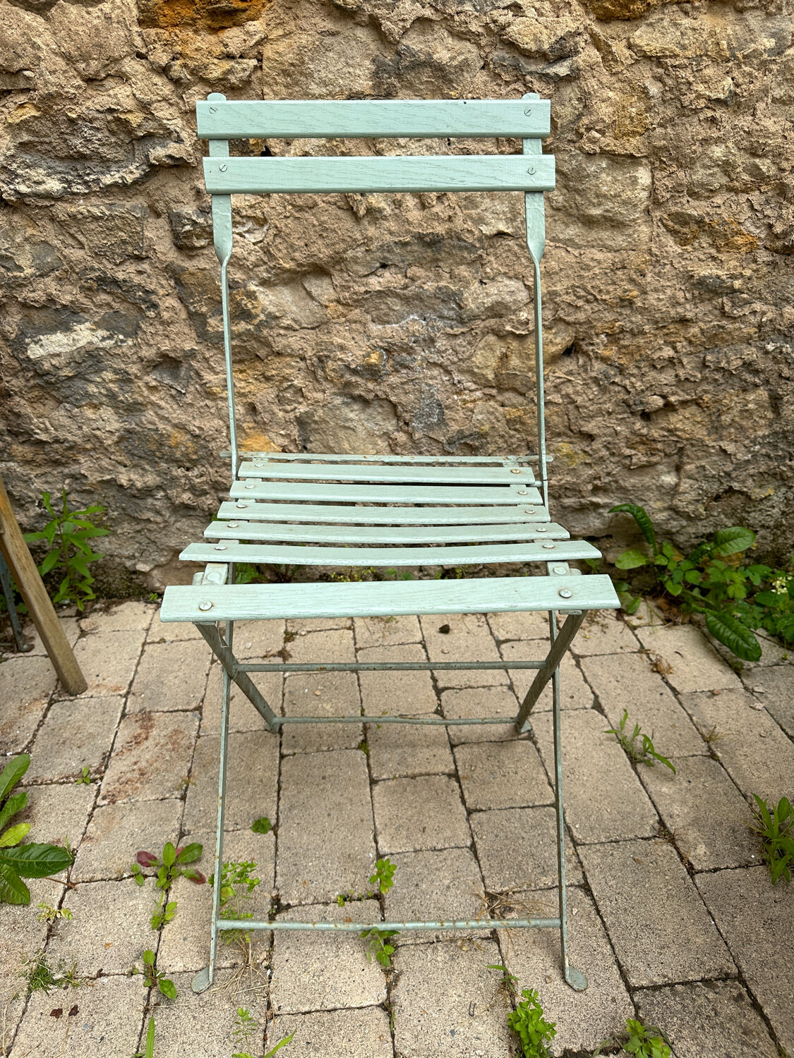 Almond green metal garden furniture