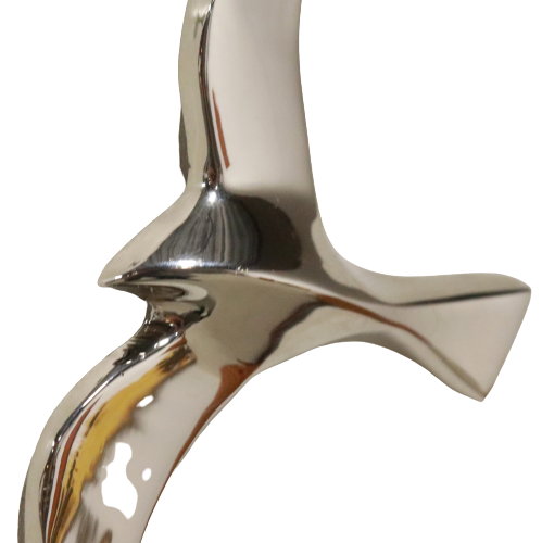 Set of 3 chrome gull birds, 15 - 20 -25 cm