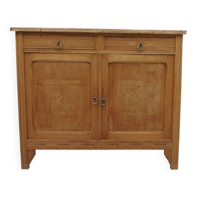 Buffet Art Déco en bois naturel, charme authentique.