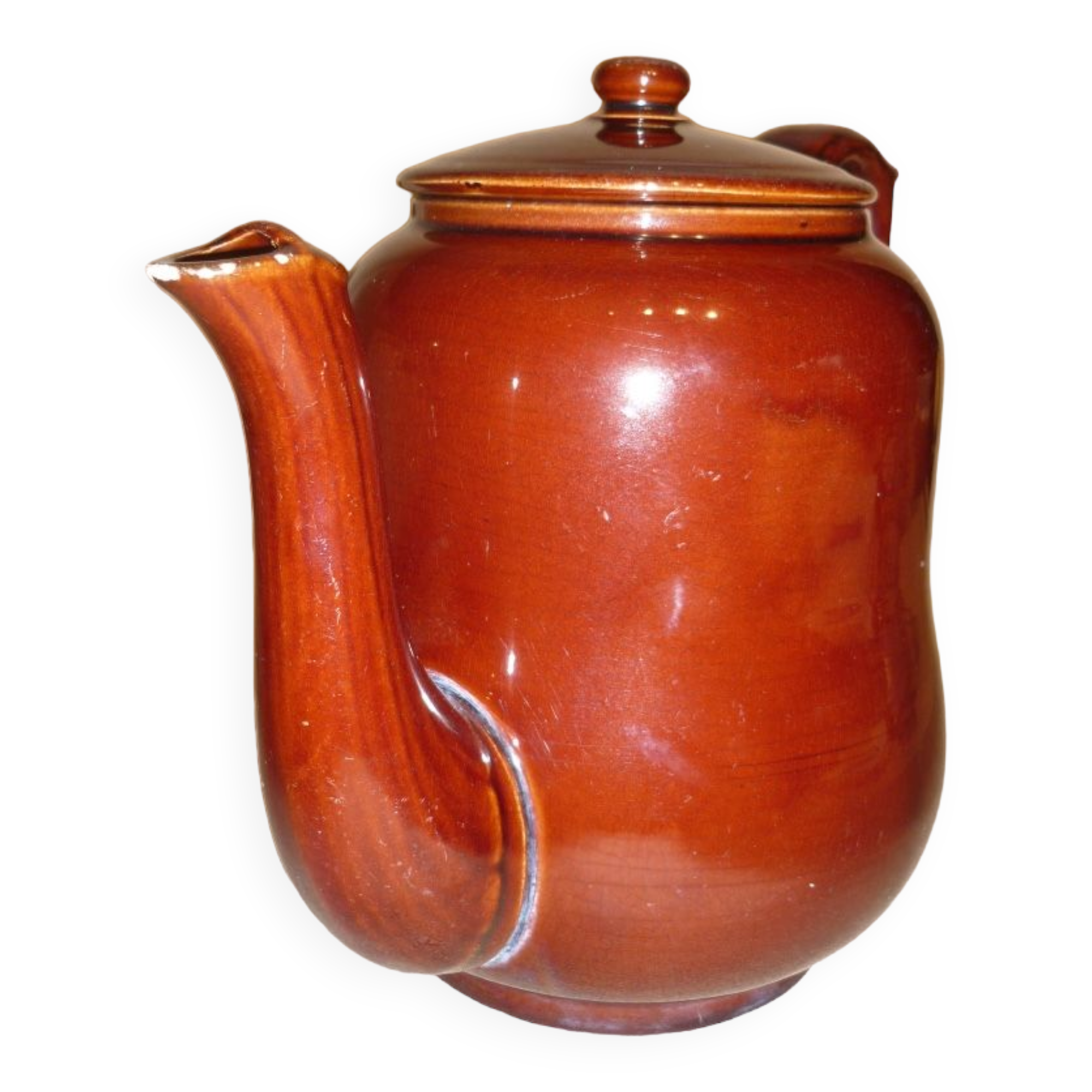 Very large brown ceramic coffee maker