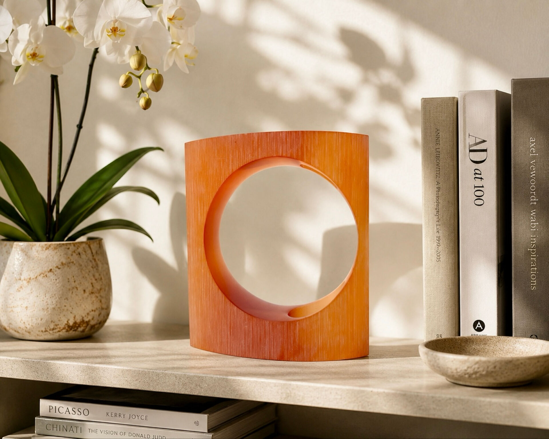 Translucent amber resin vase – Jacqueline Guénot, Full Moon® Paris