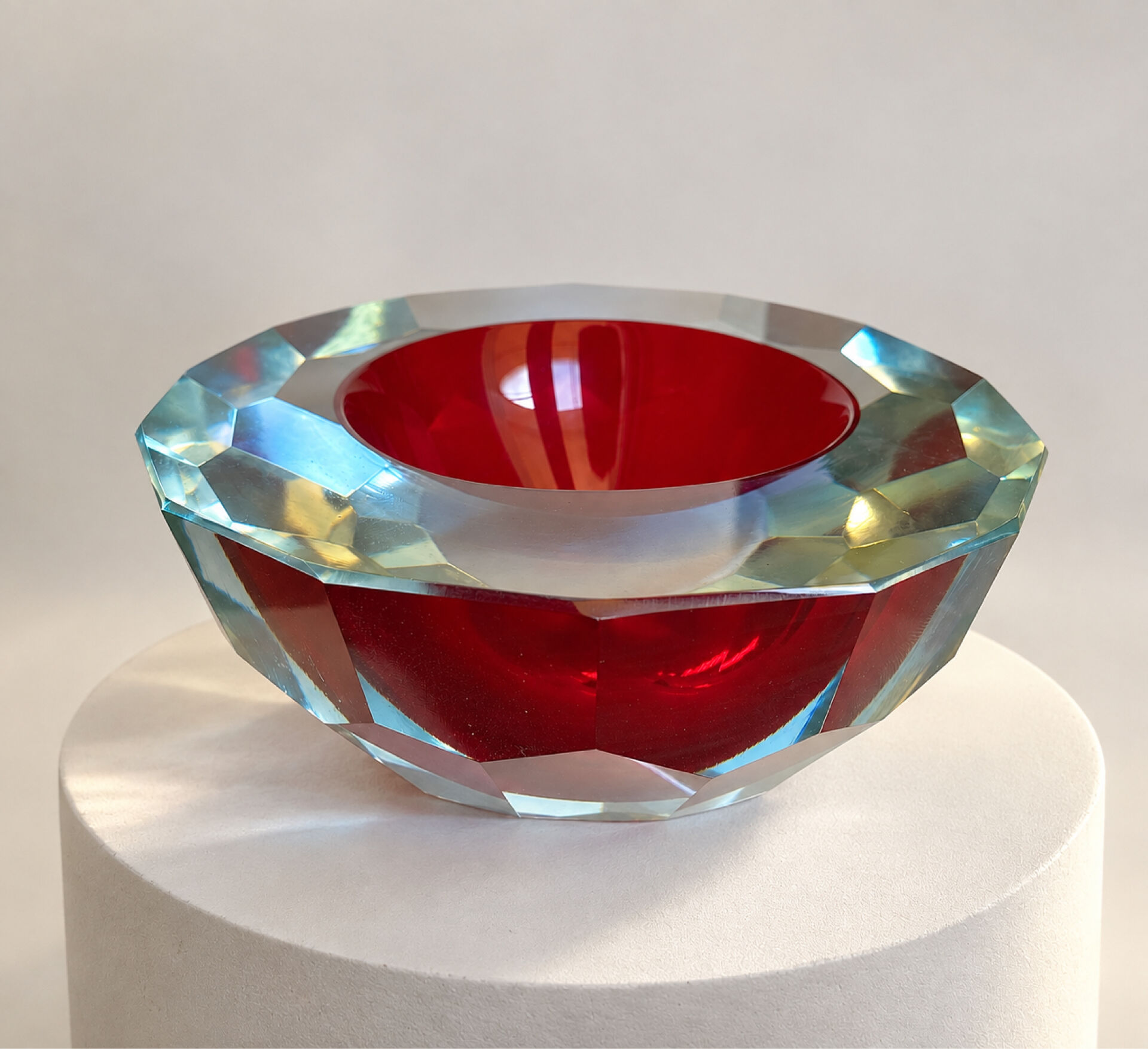Murano glass geode faceted bowl