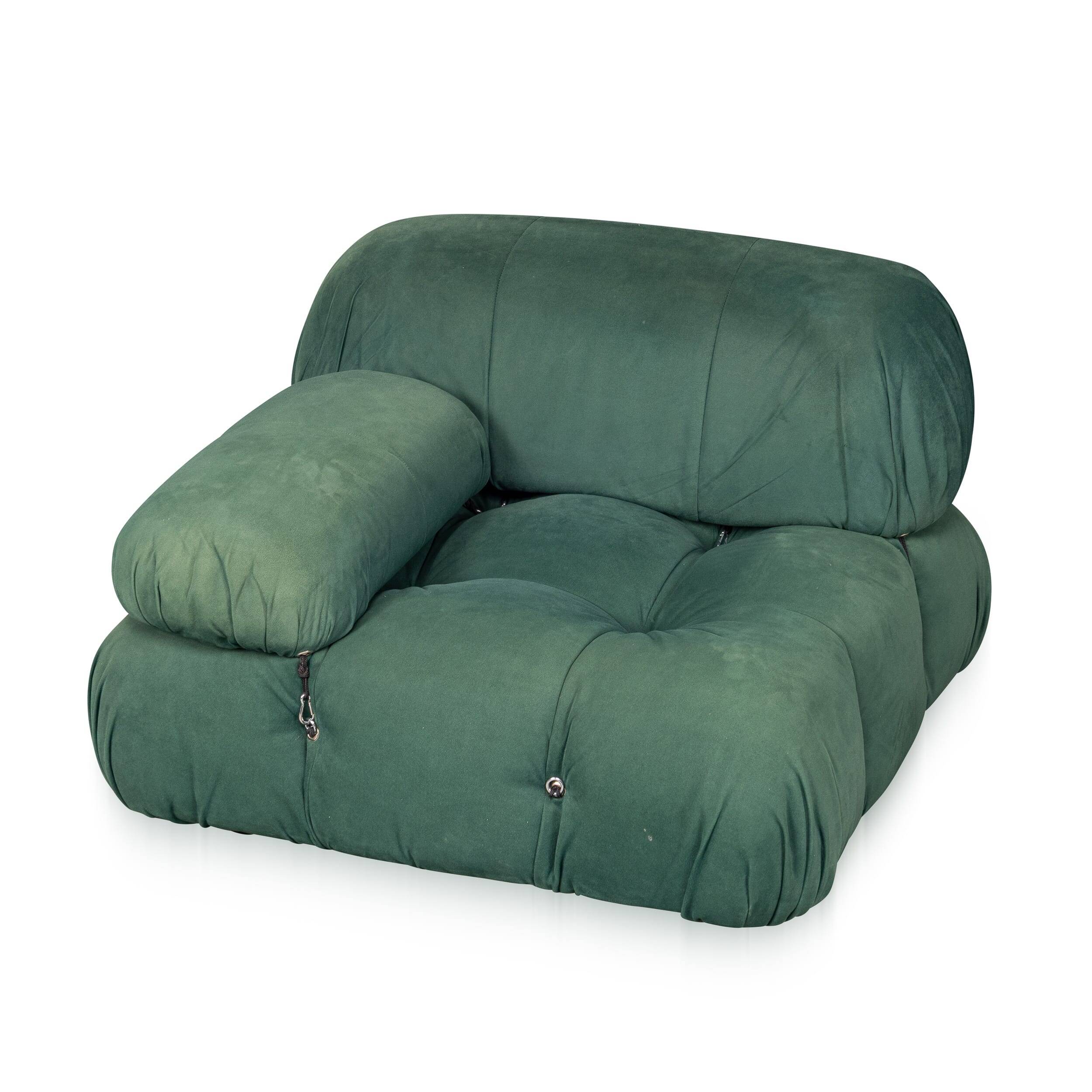 Vintage 20thc "camaleonda" green fabric armchair by mario bellini for c&b