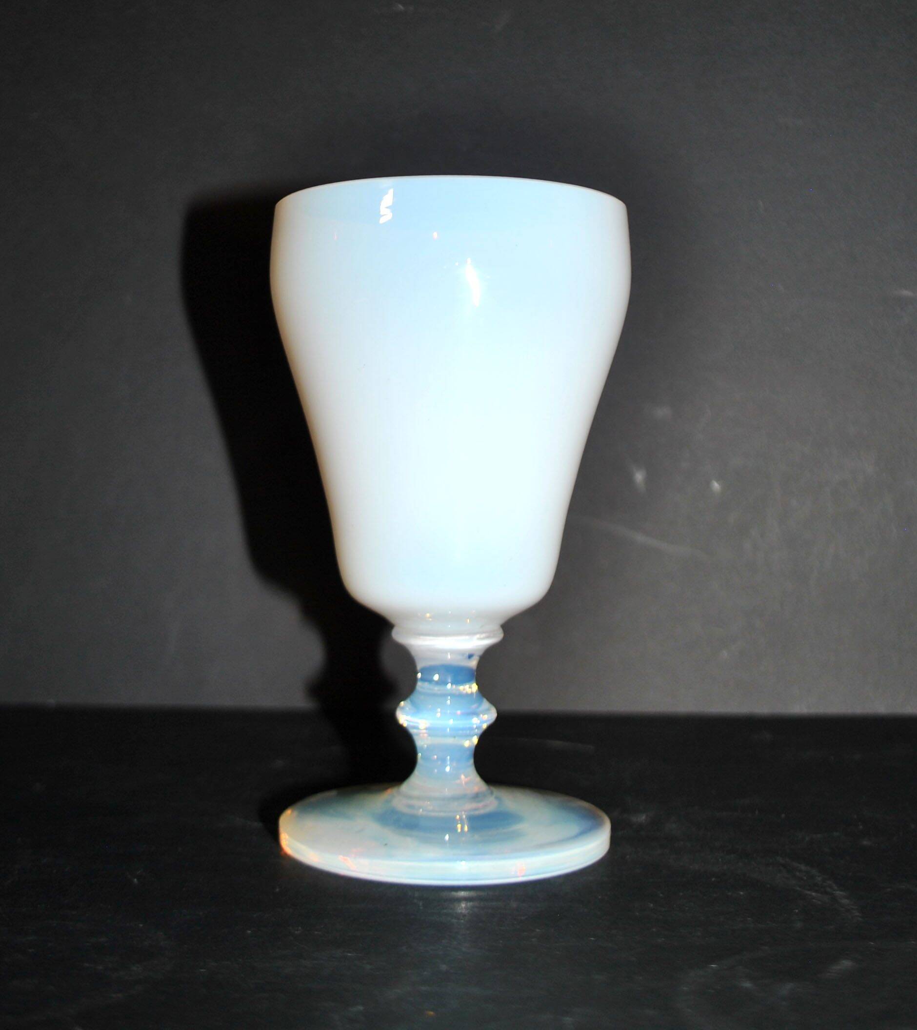 Sevres footed glass goblet chalice in white opaline signed “sèvres france”