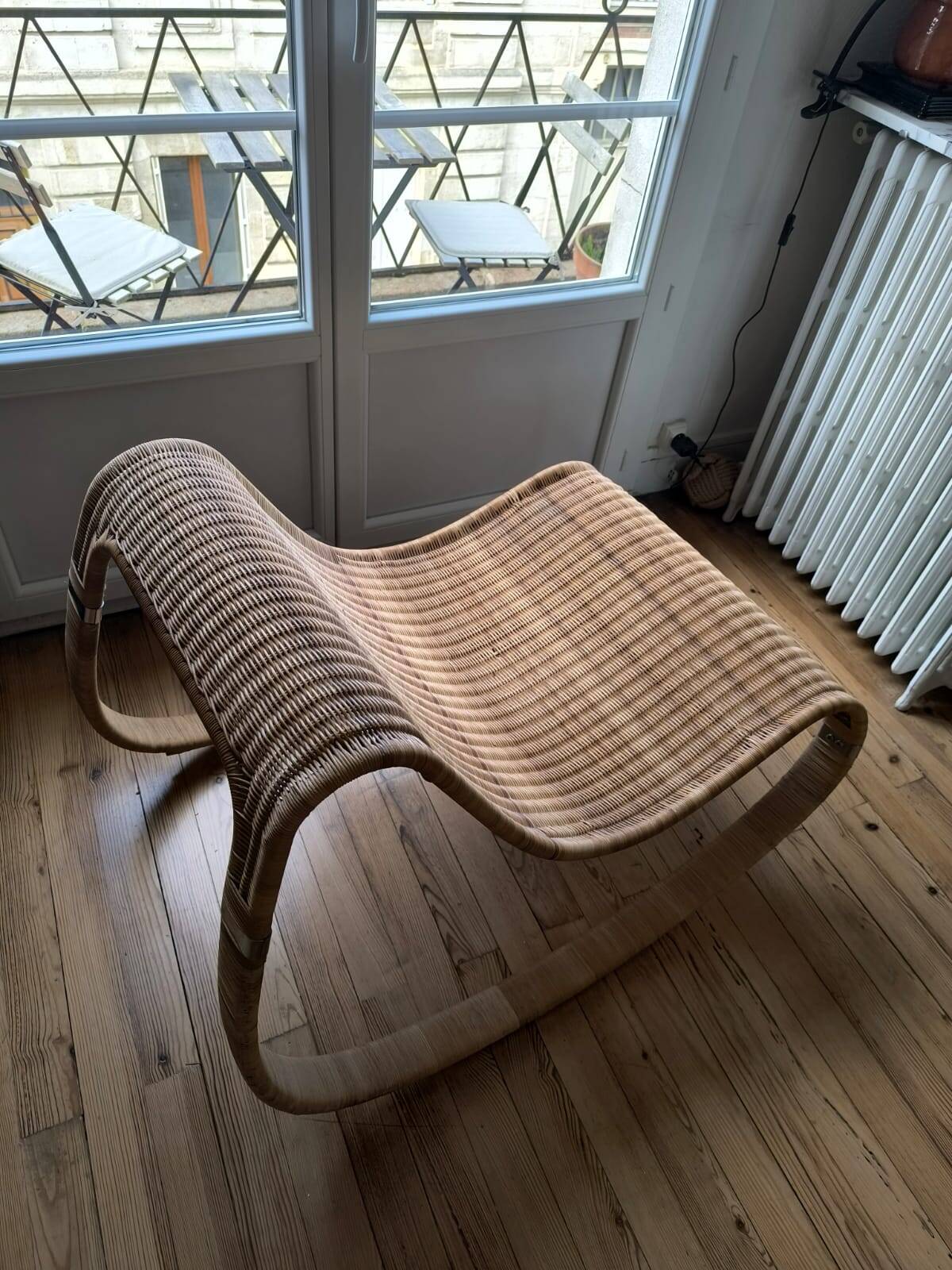 Ikea 2002 Gunghult rocking rattan armchair by James Irvine