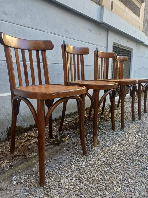 Série de 4 chaises bistrot type Thonet, Fischel, Baumann