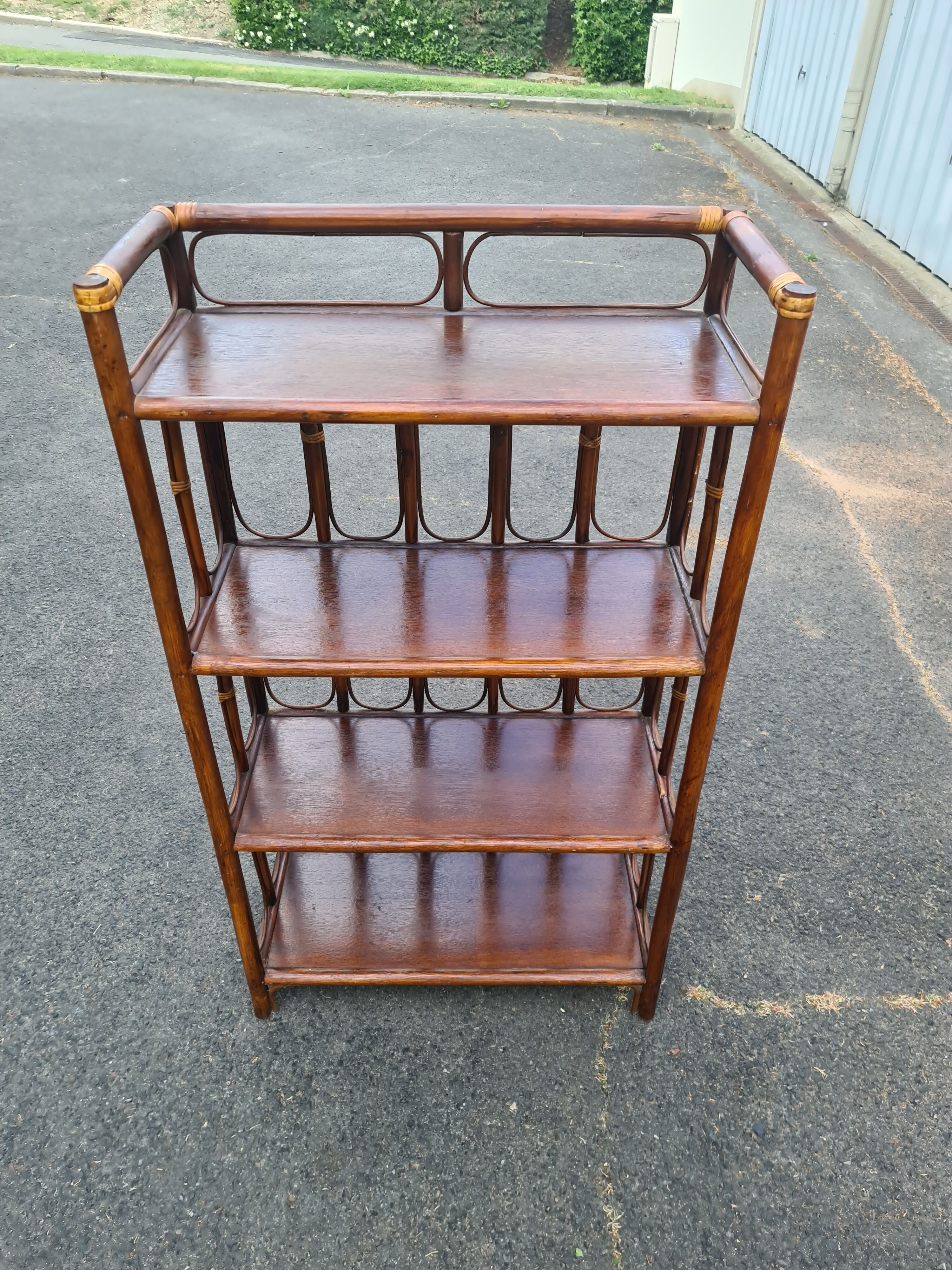 Vintage bamboo rattan shelf