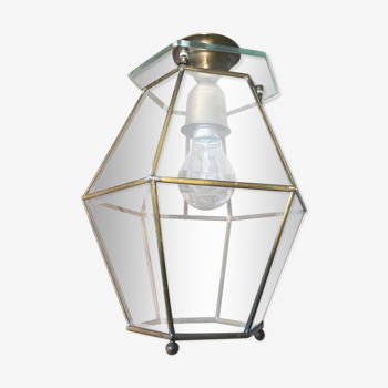 Vintage faceted lantern pendant lamp 1970