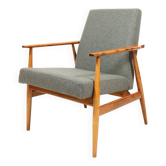 Vintage armchair renovated im wool upholstery graphite colour