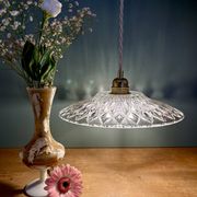 Suspension abat-jour vintage en verre moulé - collection vaisselle -