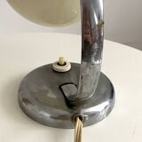 Art Deco chrome and beige opaline table lamp