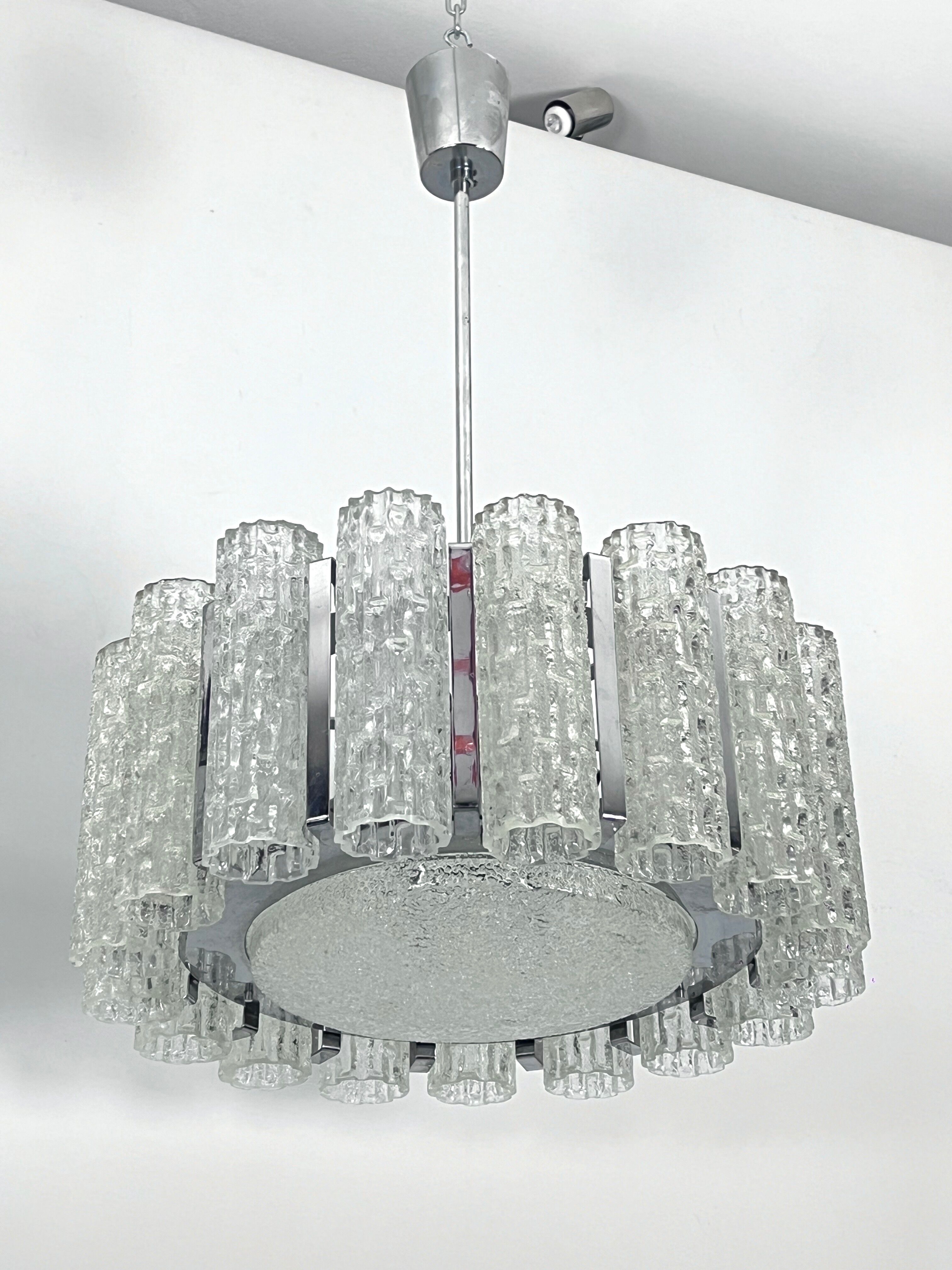 Set of two Mid-Century Murano glass element chandeliers. Italy 1960s