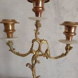 Brass and stone chandelier