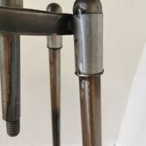 Chaise de bar vintage en métal faite à la main : siège pivotant en cuir à hauteur réglable