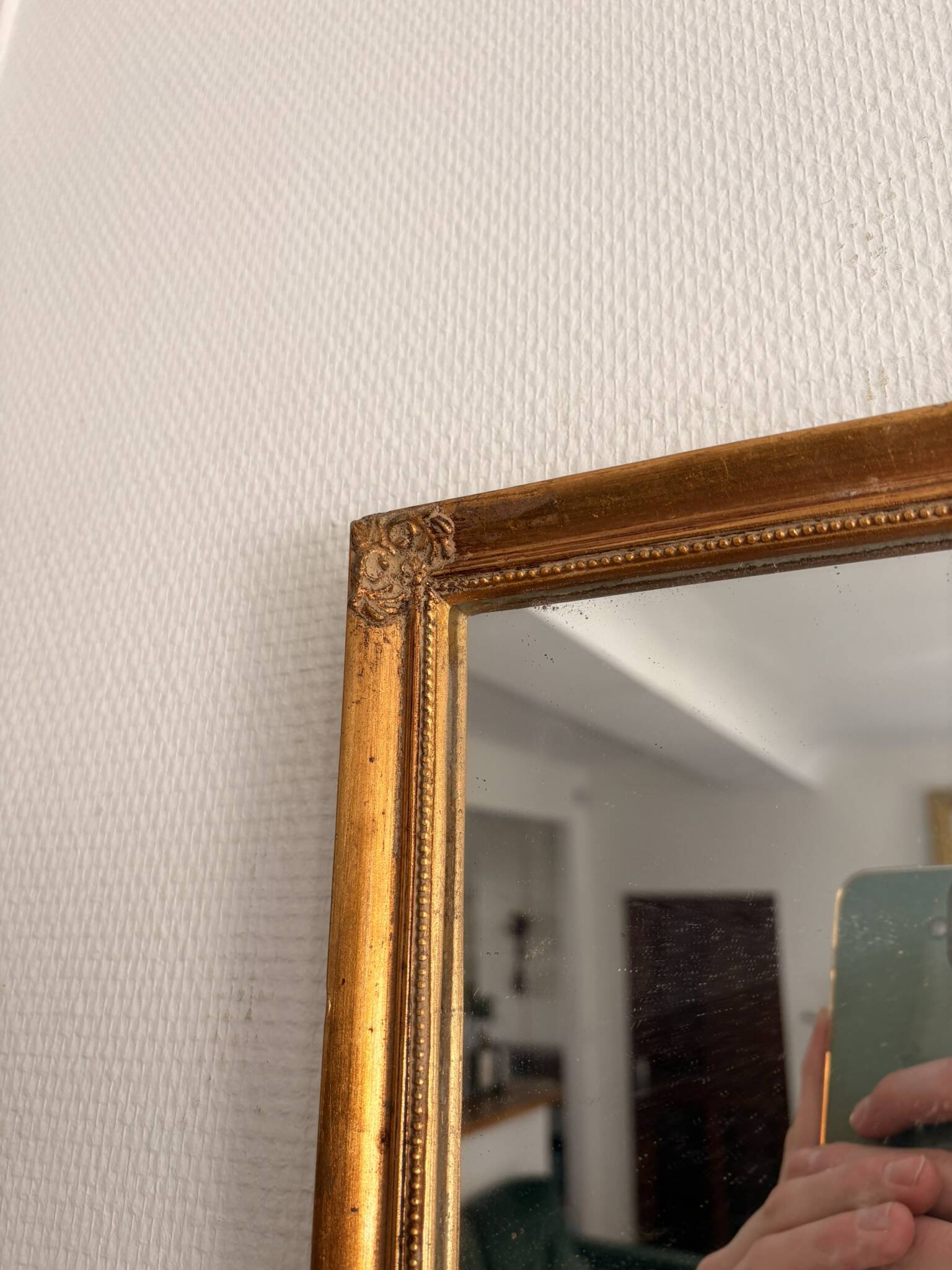 Antique Rectangular Carved Wooden Wall Mirror Louis XV XVI