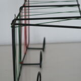 Wall-mounted coat rack hat holder metal scoubidou wire green/red 1950