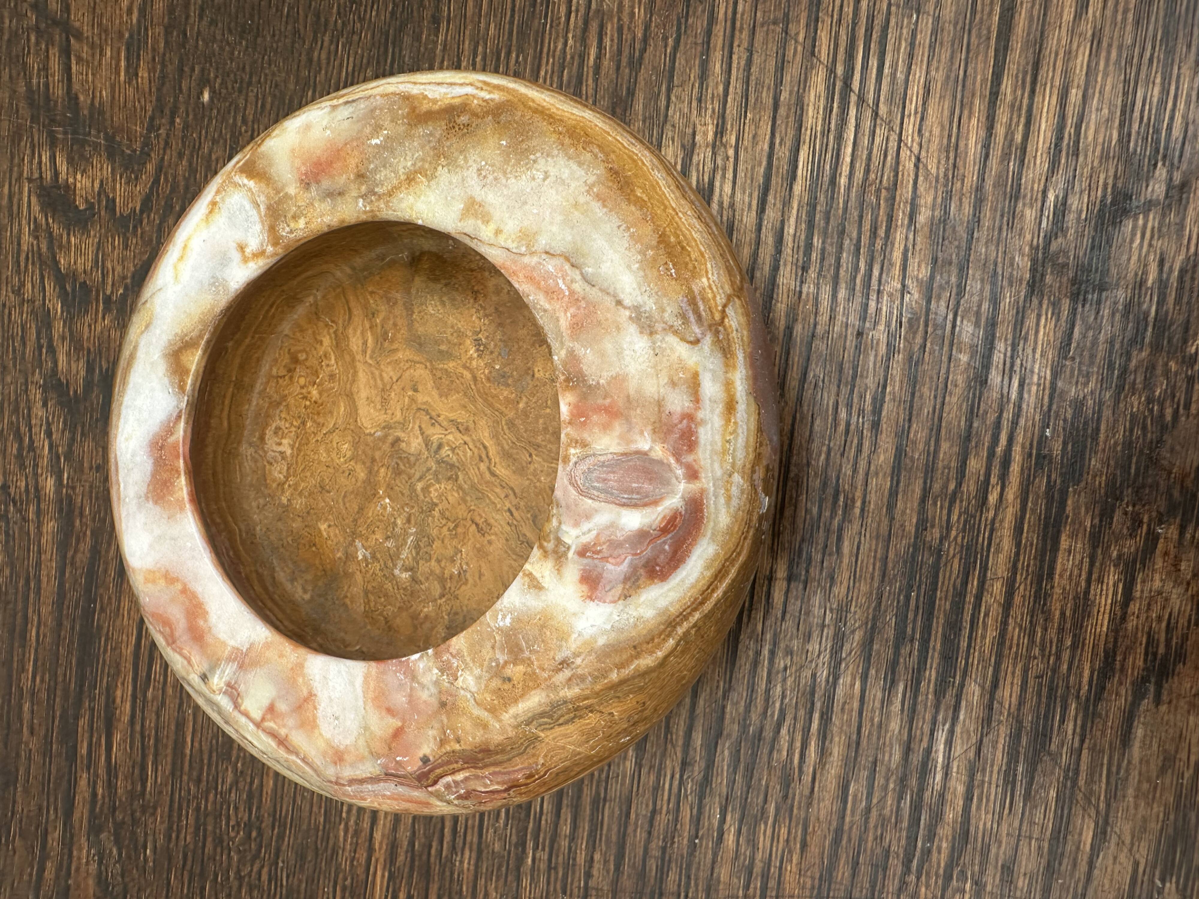 Vintage Orange Marble Ashtray Diameter 12 cm