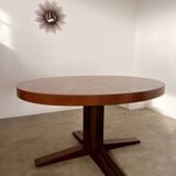 Old inlaid wood table designed by Dieter Waeckerlin Idealheim from the 60s, extendable