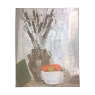 Painting bouquet of vintage reeds