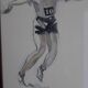 Watercolor drawing of a discus thrower, signed Massonet