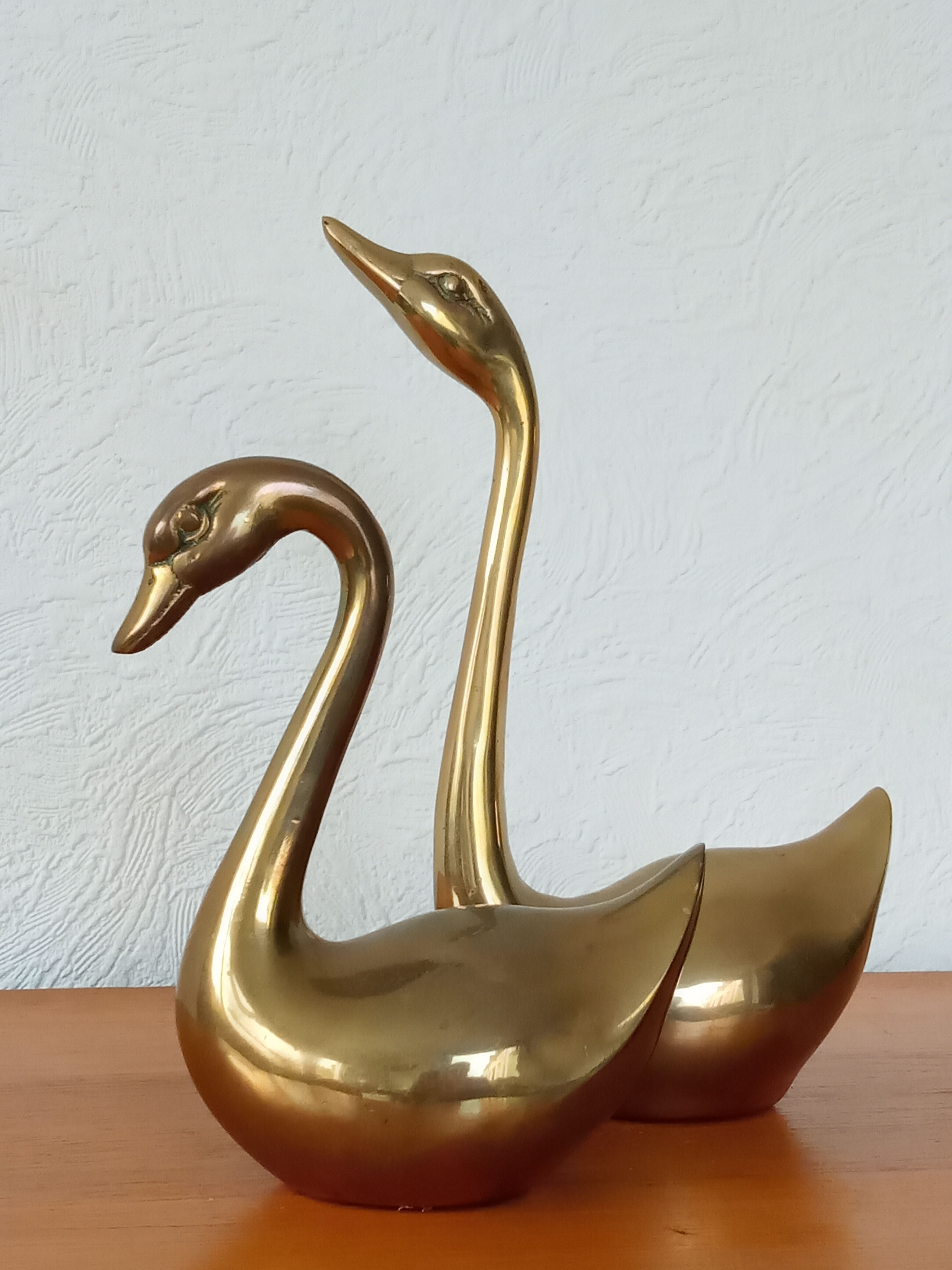 Paire de cygnes en laiton