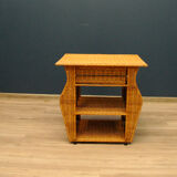 Rattan table with drawer and magazine holder