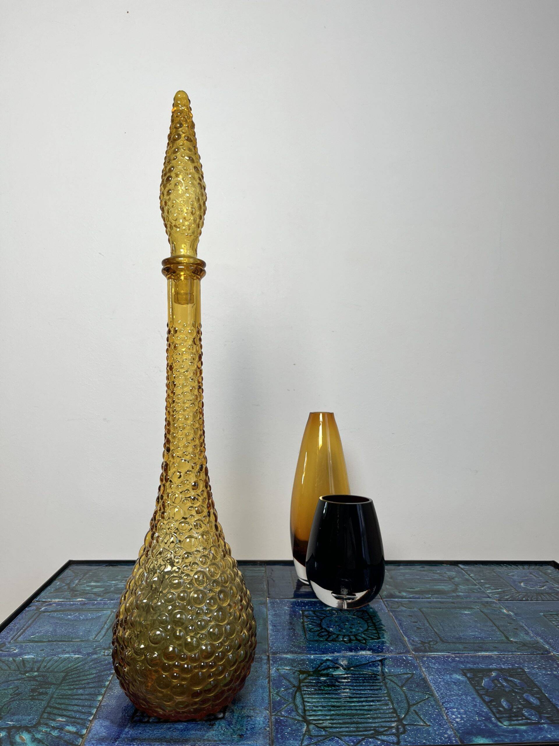 Large italian carafe in yellow empolised glass