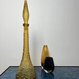 Grande carafe italienne en verre d’empoli jaune