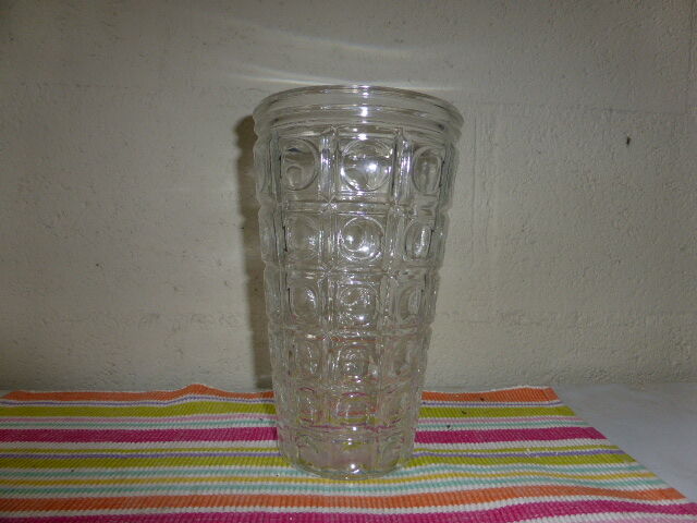 Transparent glass, patterns vintage 1960/1970 geometric vase