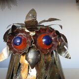 Owl in 1970s brutalist plate