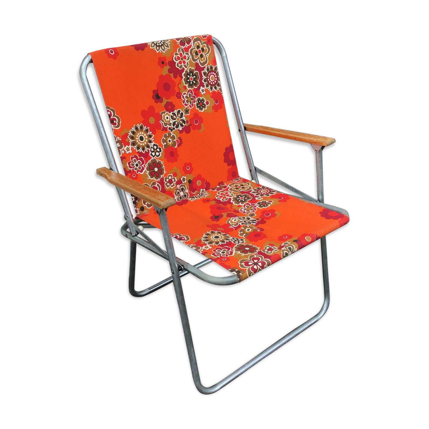 Vintage camping chair flowery canvas