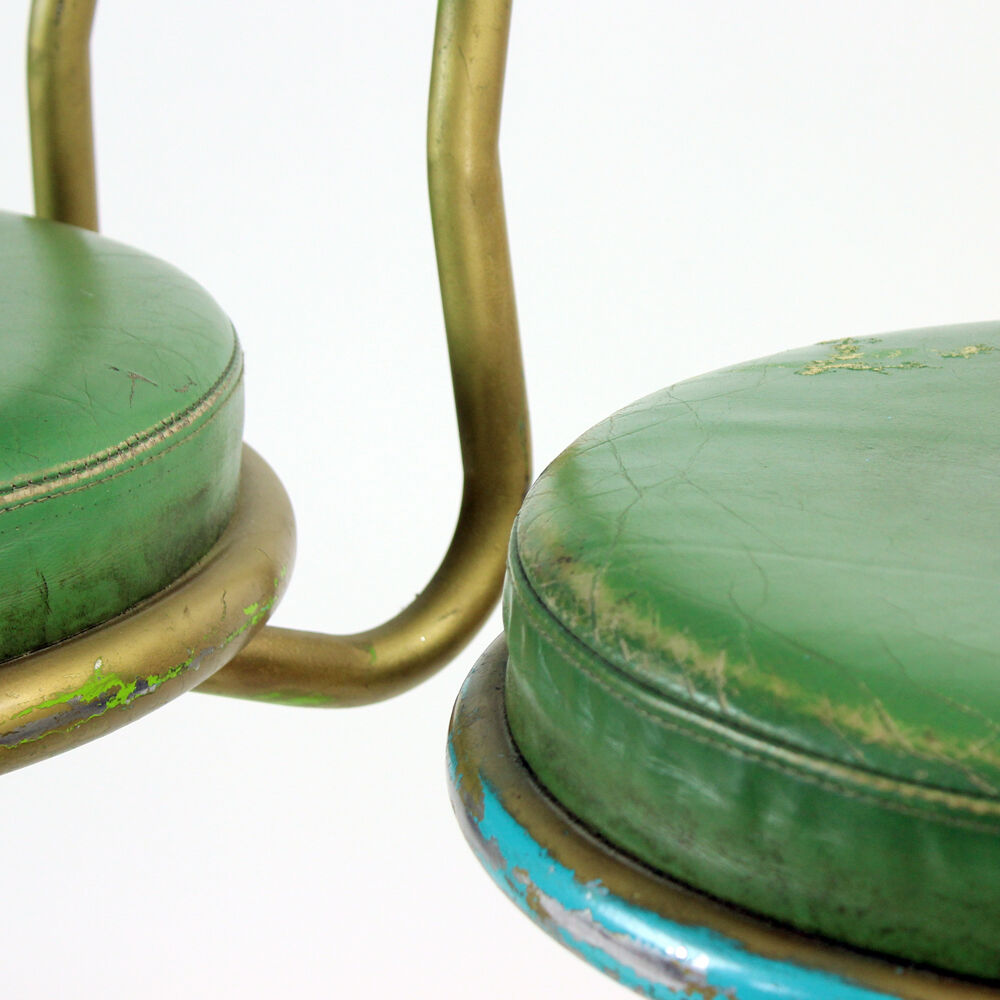 Tabourets de bar en métal et cuir, Tchécoslovaquie années 50