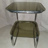 Smoked glass and chrome side table