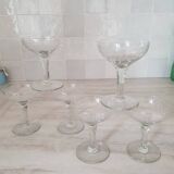 Champagne glasses in blown glass and chiseled decoration