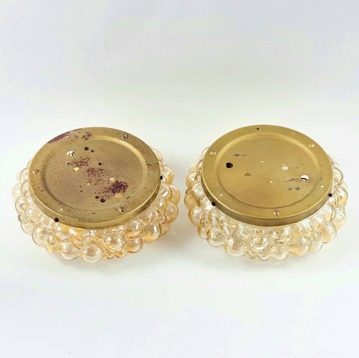 Pair of Large Mid-Century Bubble Glass Ceiling Lights by H. Tynell, 1960s