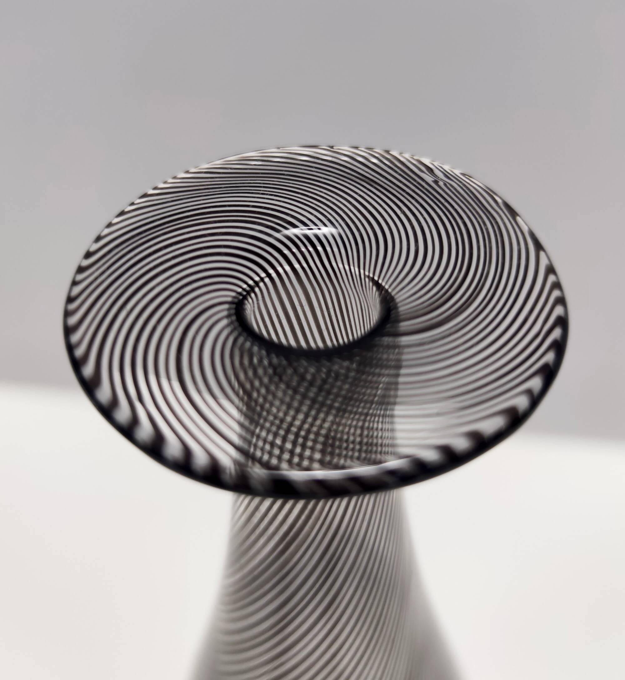 Black Murano Glass Bottle Vase "Mezza Filigrana" by Dino Martens for Aureliano Toso