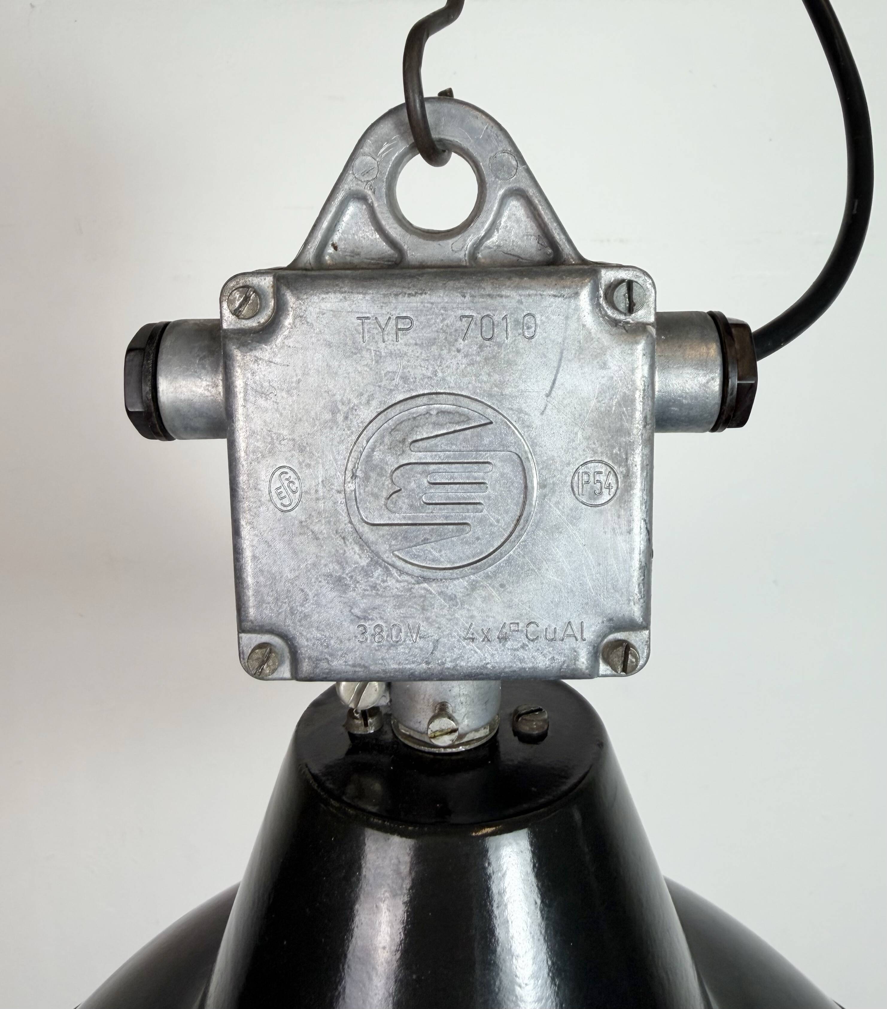 Industrial Black Enamel Pendant Lamp from Elektrosvit, 1960s