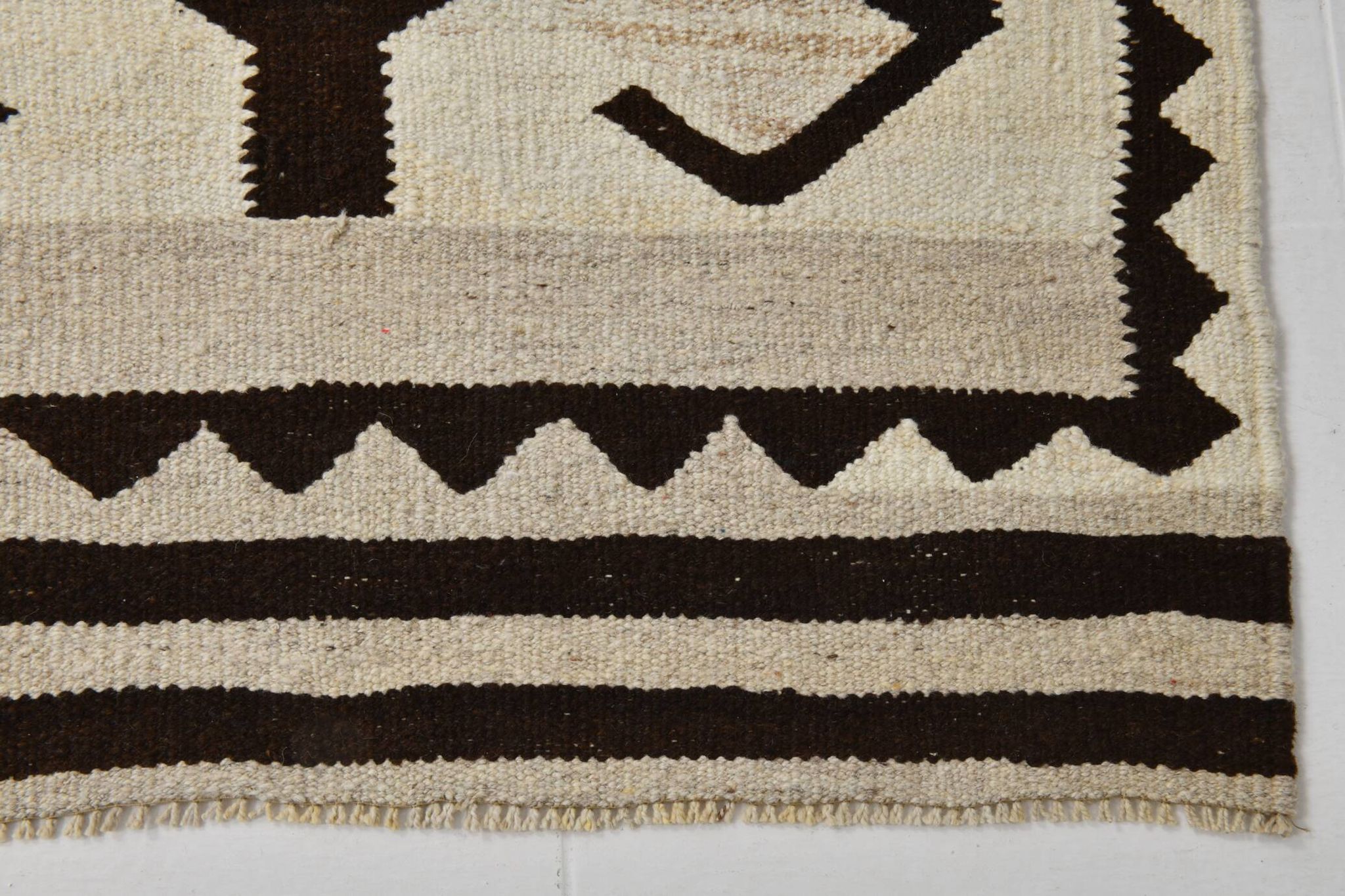 3x11 Kilim Cream & Brown Tribal Kilim Runner Rug, 99x322Cm