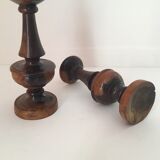 Pair of wood candlesticks turned