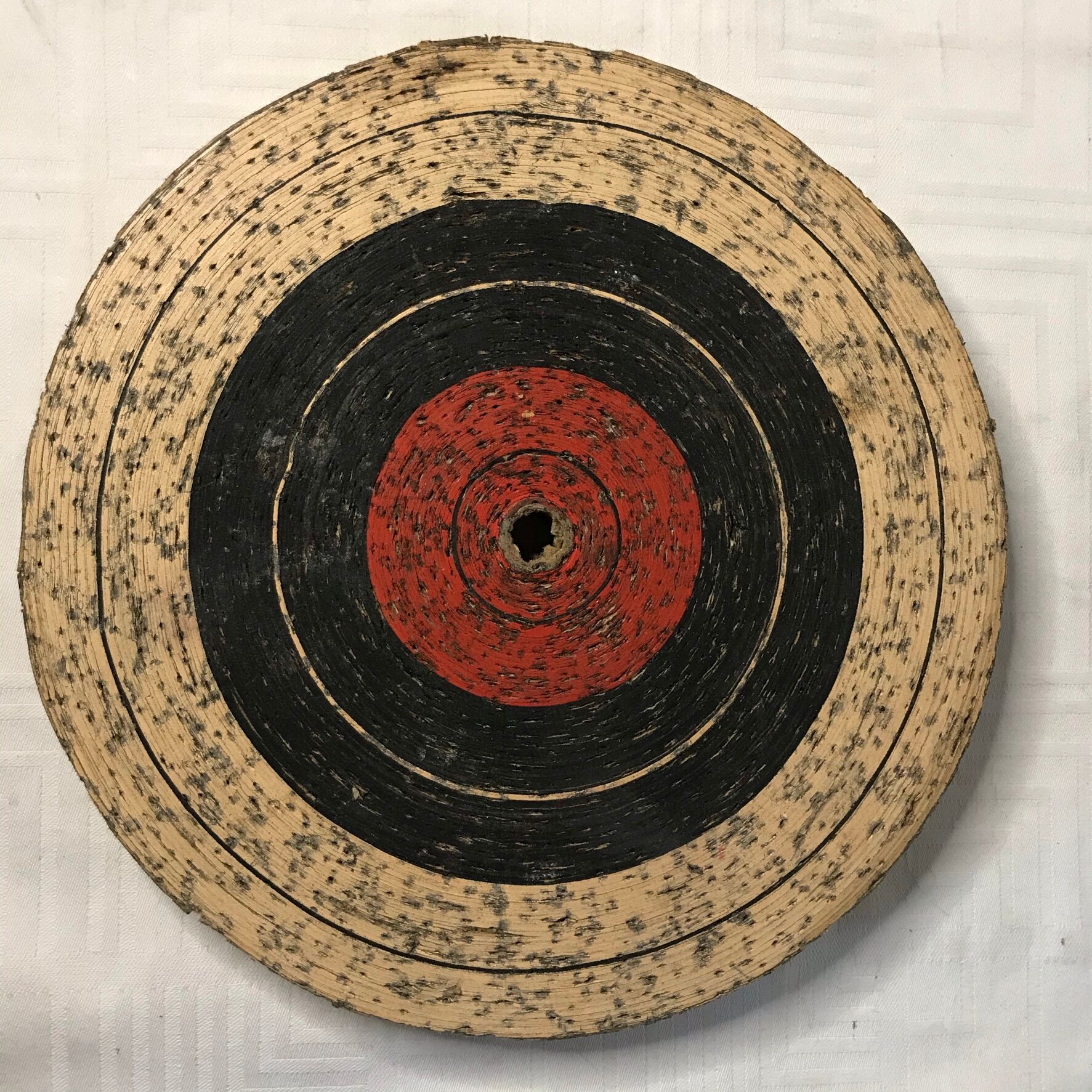 Old toy target round cardboard and feather darts 1960