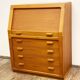Danish Mid Century Teak Writing Cabinet, Bureau or Secretary Desk with roll top, 1960s