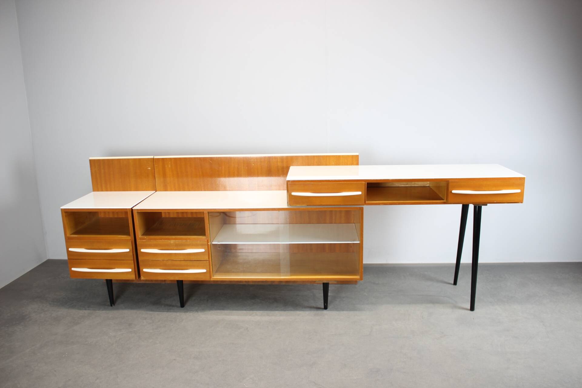 Modular desk and mid-century storage unit by Mojmír Požár, UP Závody, 1960s