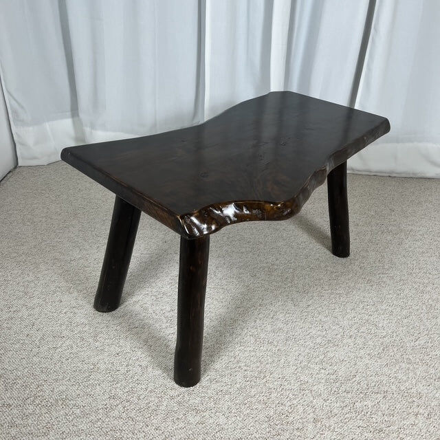 Rustic solid wood coffee table, Wabi-Sabi style, 1970s.