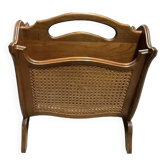 Vintage wicker newspaper rack