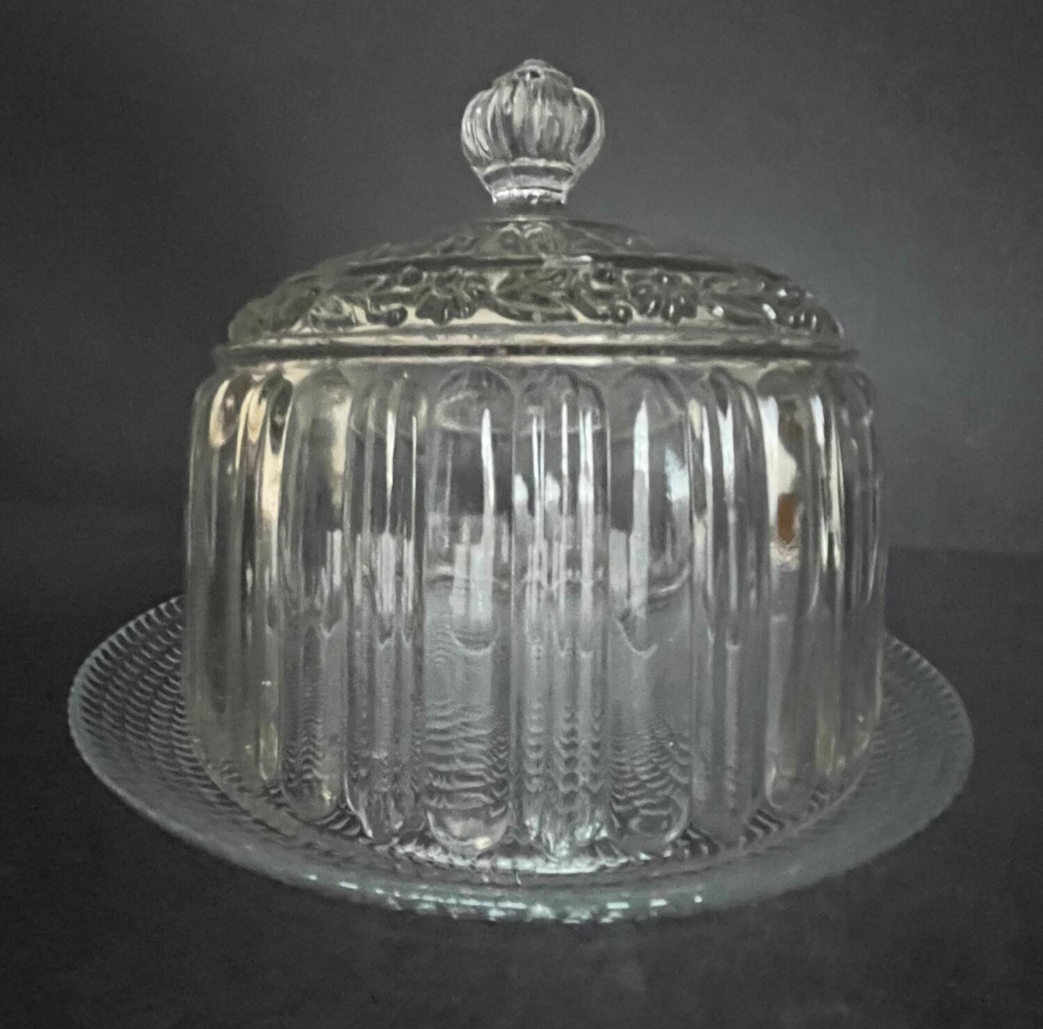 Vintage molded glass bell jar