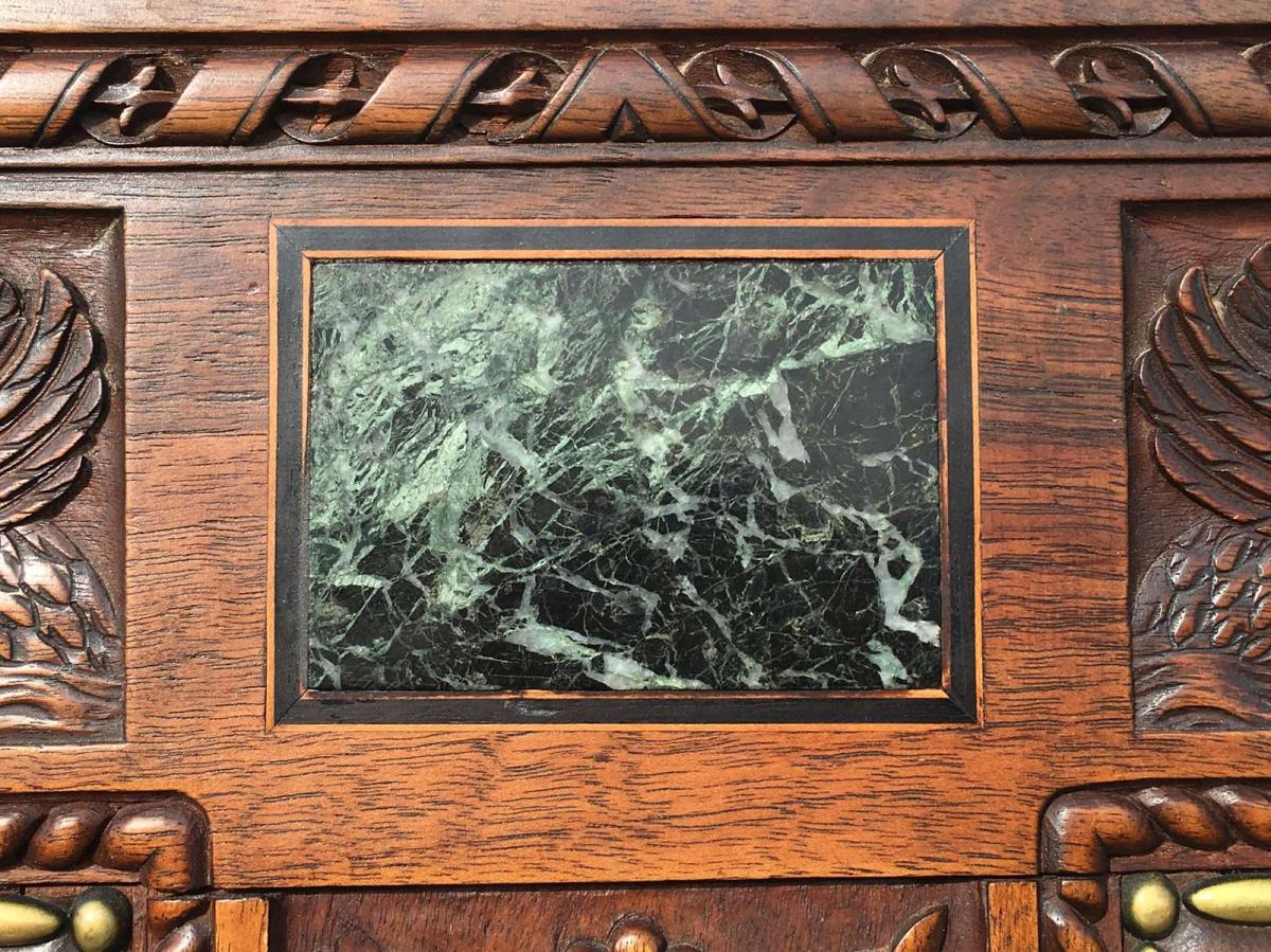 6 walnut chairs - renaissance style marble 19th century
