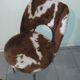 Chaise + pouf moumoute orange vache brun blanc vintage