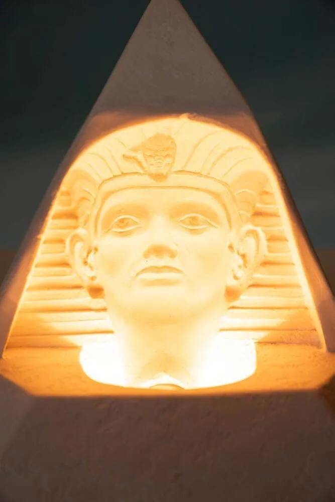 Egyptian stone table lamp, vintage 70s/80s mood lamp.